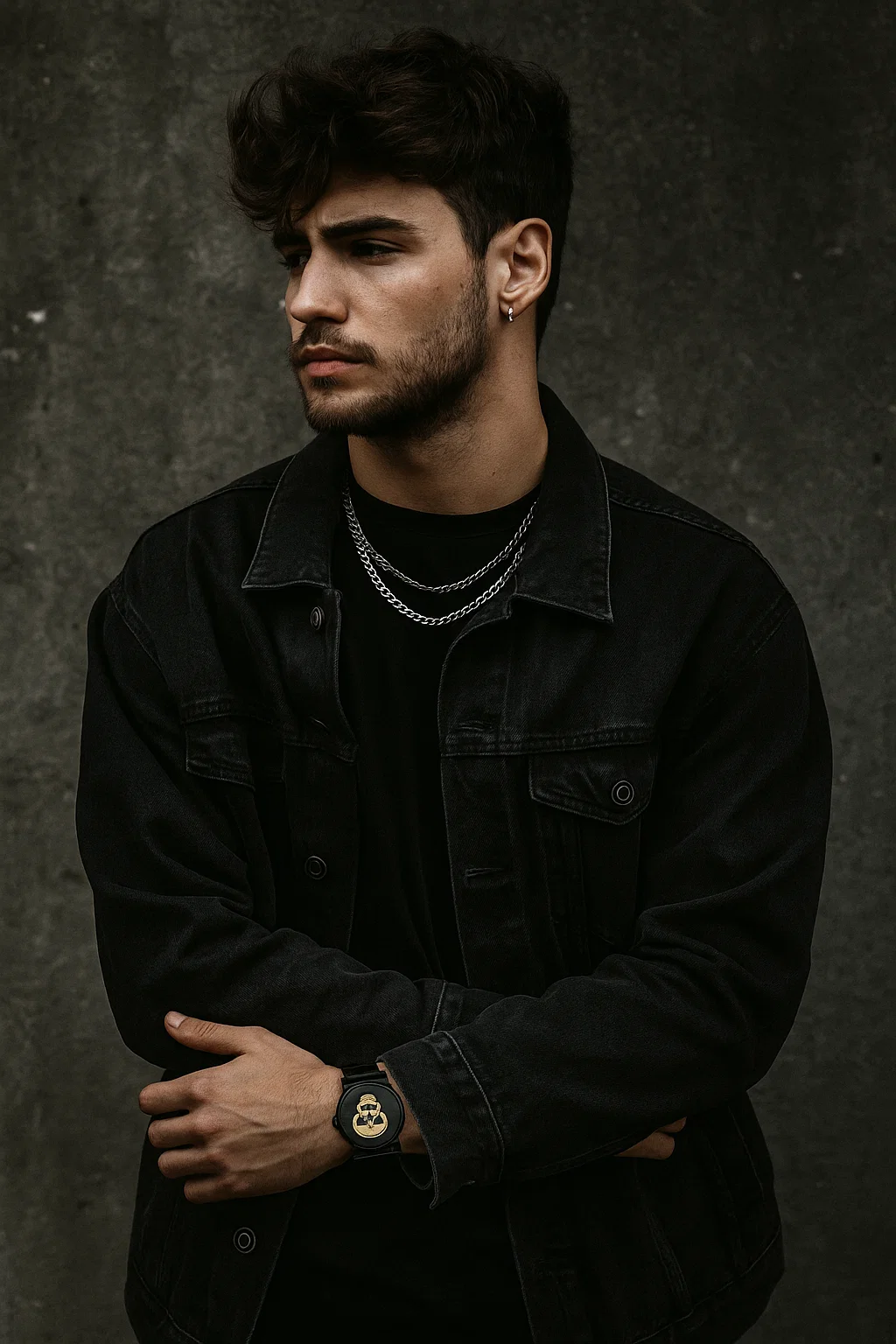 Reloj analógico negro calavera