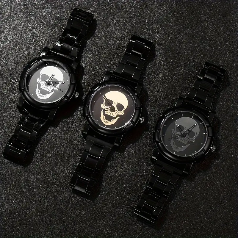 Reloj analógico negro calavera - Image 2