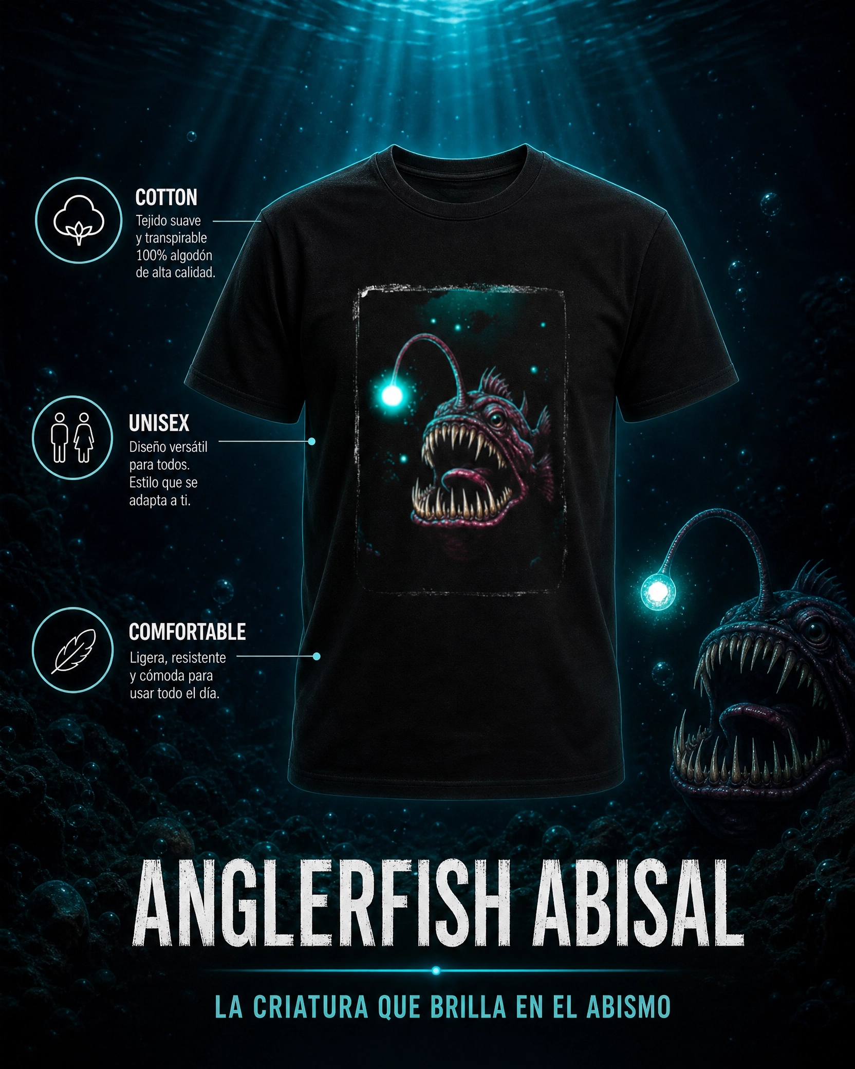 Camiseta Unisex Anglerfish Abisal - Image 2