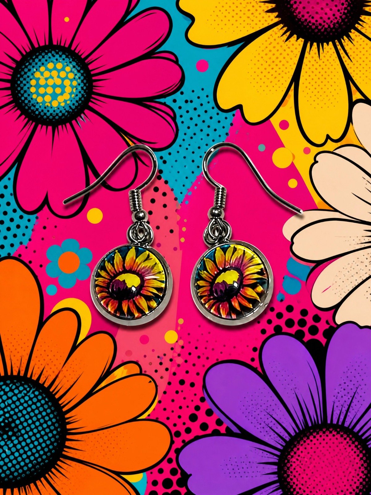 Aretes Girasol Pop Art